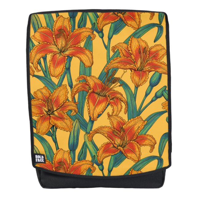 Sac À Dos Fleurs de jour tawny, bleu et jaune (Devant)
