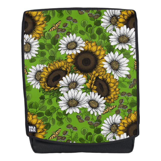 Sac À Dos Fleurs de soleil et marguerites, jardin d'été (Devant)