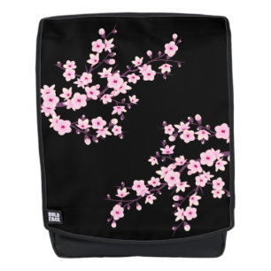 Sac À Dos Fleurs florales de cerisier rose noir