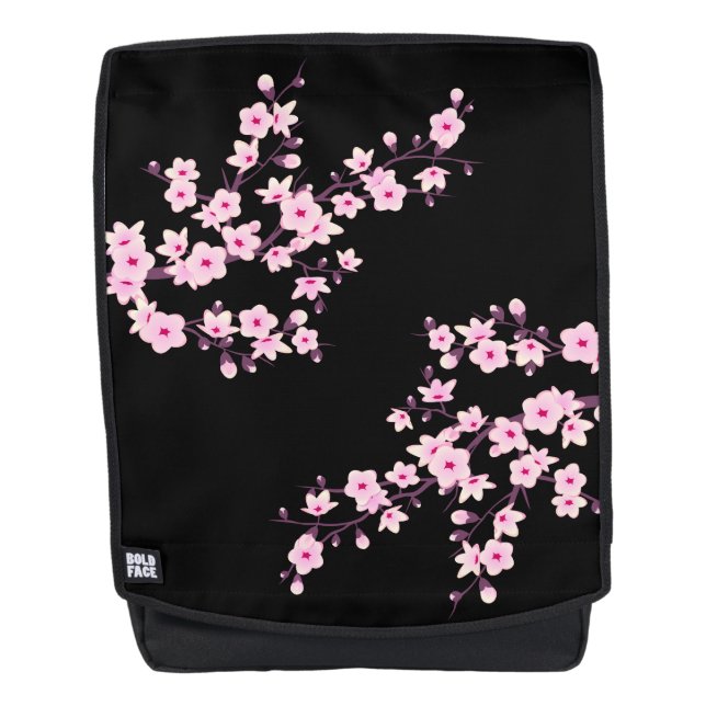 Sac À Dos Fleurs florales de cerisier rose noir (Devant)