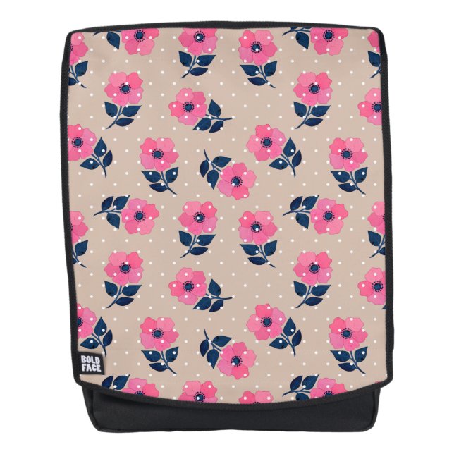 Sac À Dos Fleurs roses mignonnes Design Arrière - plan beige (Devant)