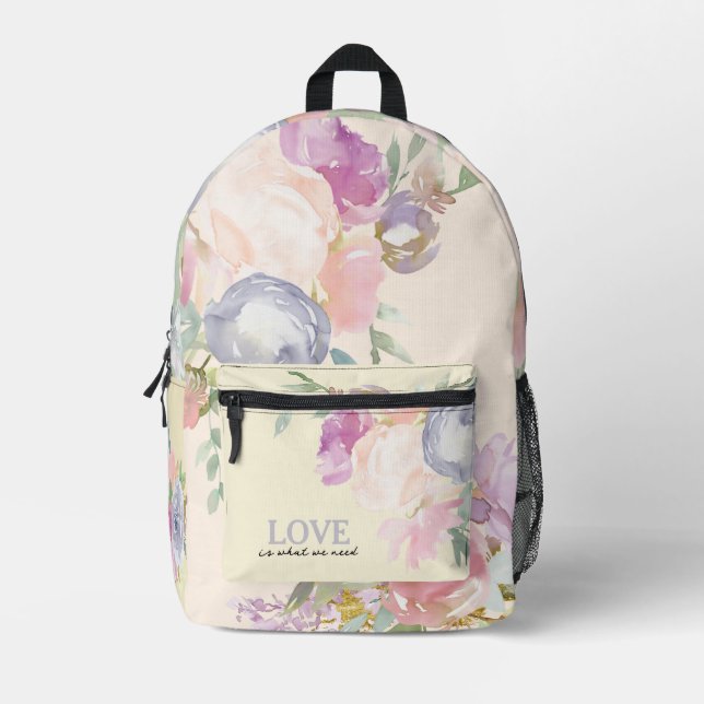 Sac à dos floral à aquarelle délicate (Recto)