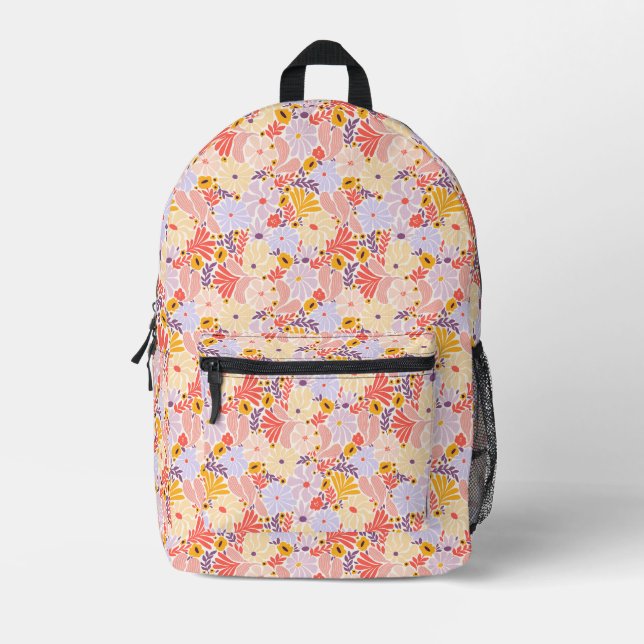 Sac à dos floral vintage en rose et violet (Recto)