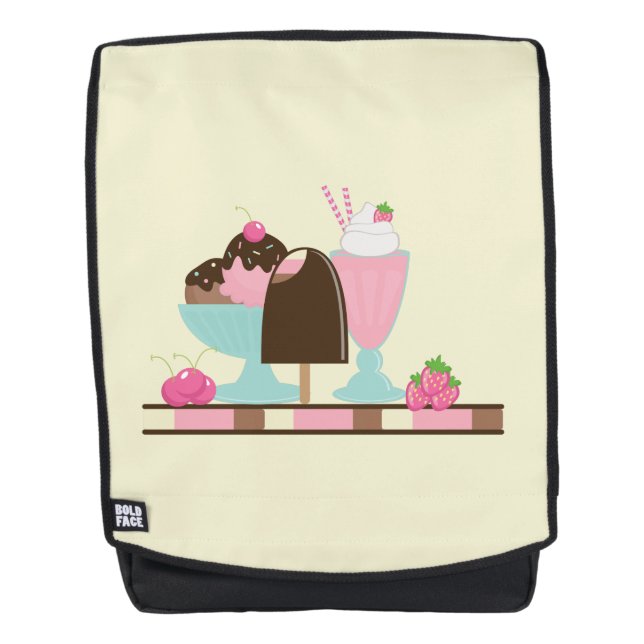 Sac À Dos Flotte de crème glacée sucrée Sundae & fraise (Devant)
