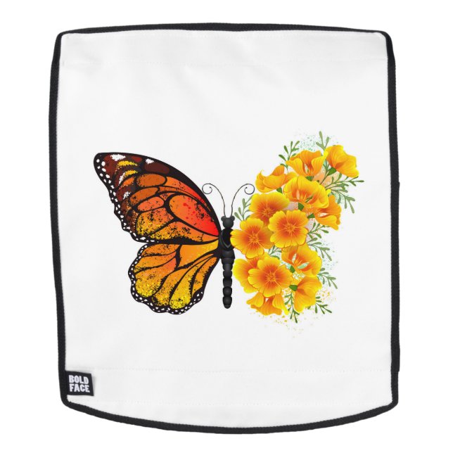 Sac À Dos Flower Butterfly with Yellow California Poppy (Devant amovible)