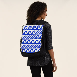 Sac À Dos Fret grec, Motif d'onde méditerranéen, Bleu