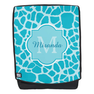 Sac À Dos Girafe Turquoise Moderne Imprimer Monogramme Avec