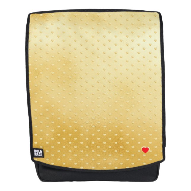 Sac À Dos Girly Hearts Gold Faux Foil Golden Motif (Devant)