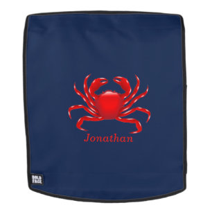 Sac À Dos Grand Crabe Rouge sur Fond Bleu Retour à l'école