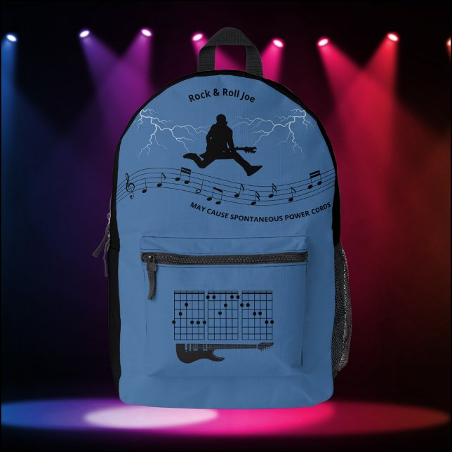 Sac à dos Guitariste Rock & Roll Bleu & Noir (Legendary Style Rock and Roll Guitarist Backpack Blue & Black)