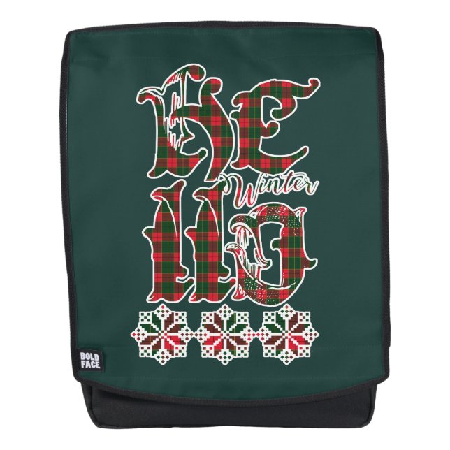 Sac À Dos Hello Winter Holiday Lettering, Motif écossais (Devant)