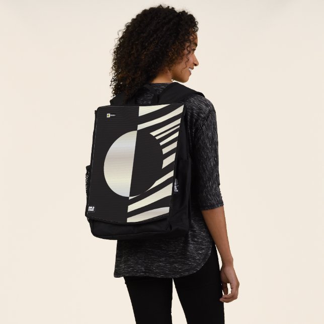 Sac À Dos "Hi" Zebra Black/White Stripes Abstrait tendance (Porté)