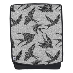 Sac À Dos hirondelles japonaises en vol, charbon de bois et 
