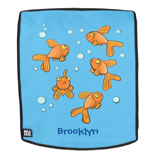 Sac À Dos Illustration de caricature de poisson rouge orange (Devant amovible)