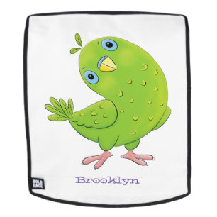 Sac À Dos Illustration de cartoon d'un perroquet vert mignon