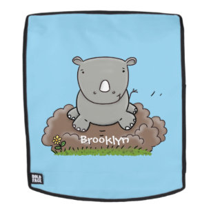 Sac À Dos Illustration de dessin animé de bébé rhinocéros mi