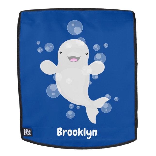 Sac À Dos Illustration de style cartoon de baleine blanche f (Devant amovible)