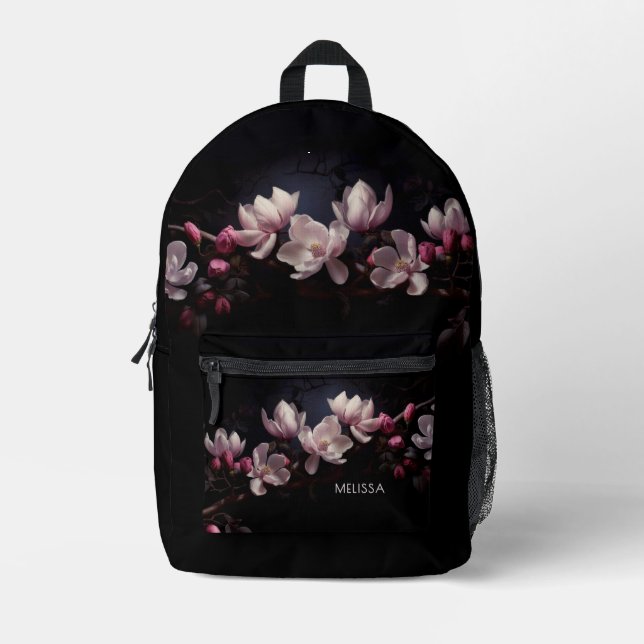 Sac À Dos Imprimé 3D Magnolia Black Background (Recto)