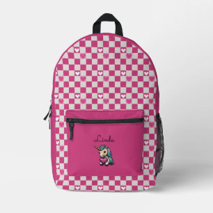 Sac À Dos Imprimé à damiers Coeurs et licorne