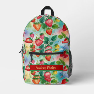 Sac à dos imprimé à fraises d'été modifiable