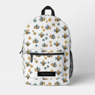 Sac À Dos Imprimé Abeilles de miel mignonnes et Fleurs sauvages flor