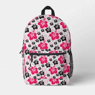 Sac À Dos Imprimé Abstrait Floral Rouge Noir Blanc