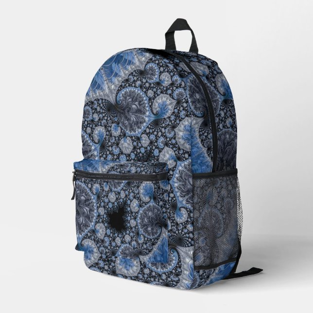 Sac À Dos Imprimé Abstrait gris gris noir fractal (Coin arrière droit)