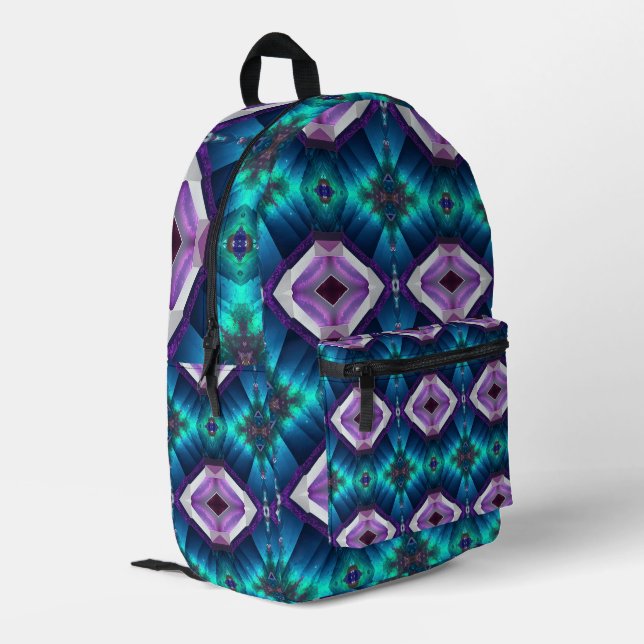 Sac À Dos Imprimé Abstrait IKAT Kaleidoscope Gemstone Psychedélique (Coin arrière gauche)
