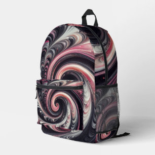 Sac À Dos Imprimé Abstrait Moderne Tourbillonnant Rose, Noir et Blan