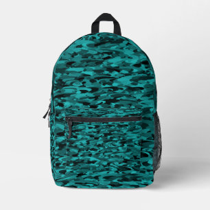 Sac À Dos Imprimé Abstrait Motif Turquoise Noir