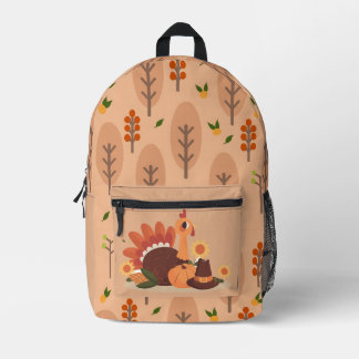 Sac À Dos Imprimé Action de grâce, Dinde Mignonne, Motif de Saison d
