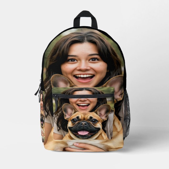 Sac À Dos Imprimé Add French Bulldog Photo Personalize (Recto)