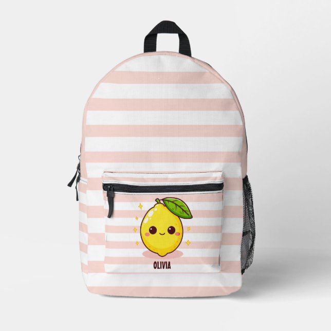 Sac À Dos Imprimé Adorable Citron jaune mignon Personnalisé (Recto)