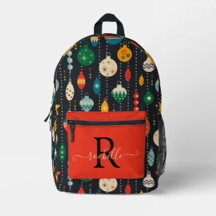 Sac À Dos Imprimé Ados personnalisées Noir rouge Noël Baubles