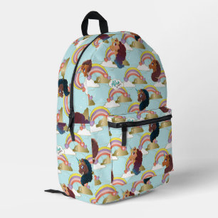 Sac À Dos Imprimé Afro Unicorn Arc en ciel et Motif des Coeurs