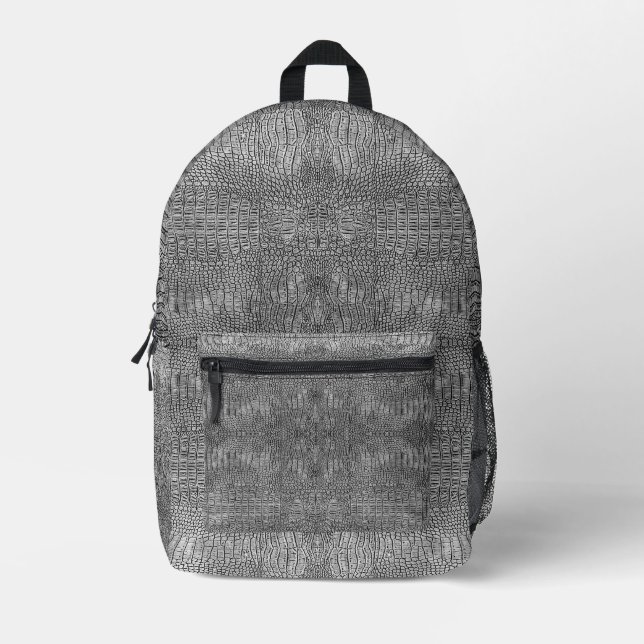 Sac À Dos Imprimé Alligator gris Motif en cuir (Recto)