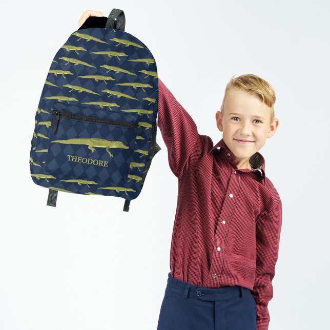 Sac À Dos Imprimé Alligators verts et modèle bleu marine (Créateur téléchargé)