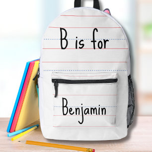 Sac À Dos Imprimé Alphabet Chemises de retour personnalisées à l'é