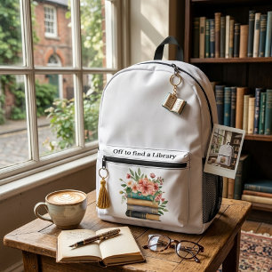 Sac À Dos Imprimé amateur de livres élégant aquarelle florale