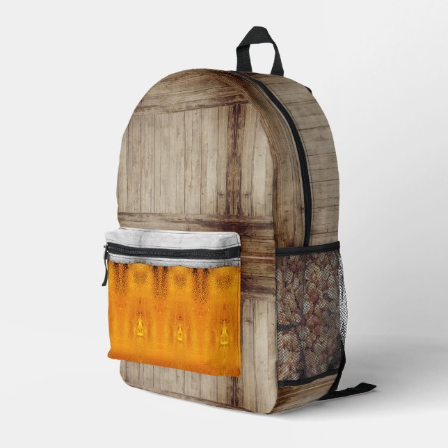 Sac À Dos Imprimé Ambre de bière et bar avec noix (Coin arrière droit)