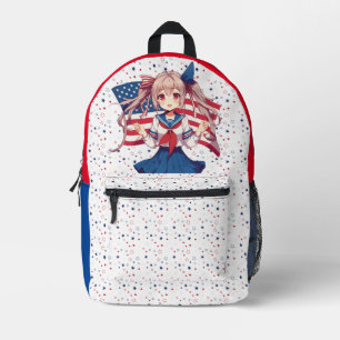 Sac À Dos Imprimé Américaine patriotique fille d'anime
