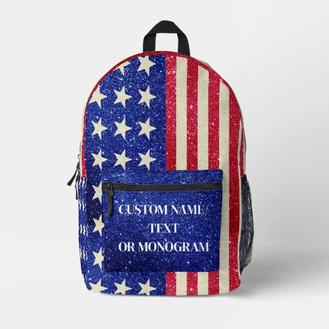 Sac À Dos Imprimé American Flag Design Personnalisé Nom Parties scin (Recto)