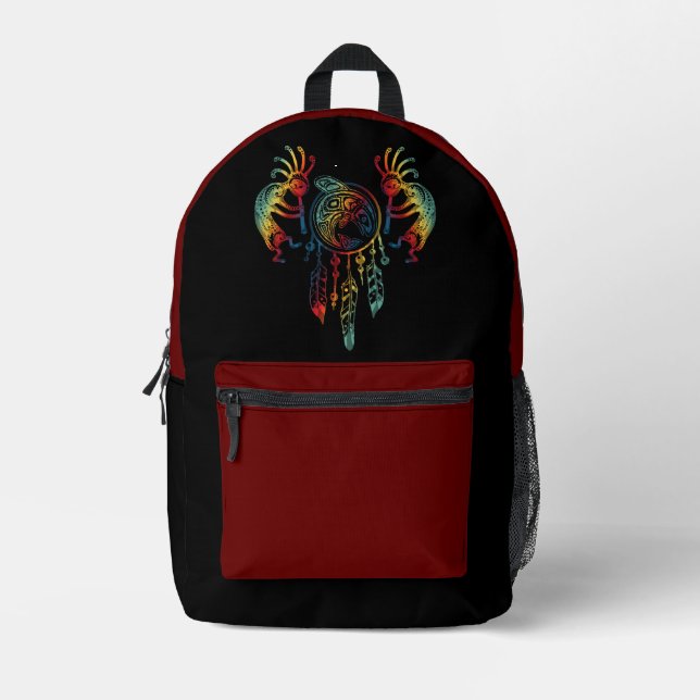Sac À Dos Imprimé Amérindien Kokopelli Whale Dreamcatcher 1 (Recto)