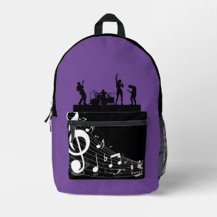 Sac À Dos Imprimé Amoureux de musique de bande violet chic