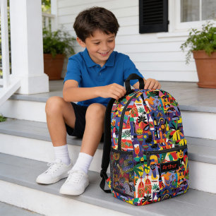 Sac À Dos Imprimé Amusant Cool Dessin Animé Coloré Doodle Personnali