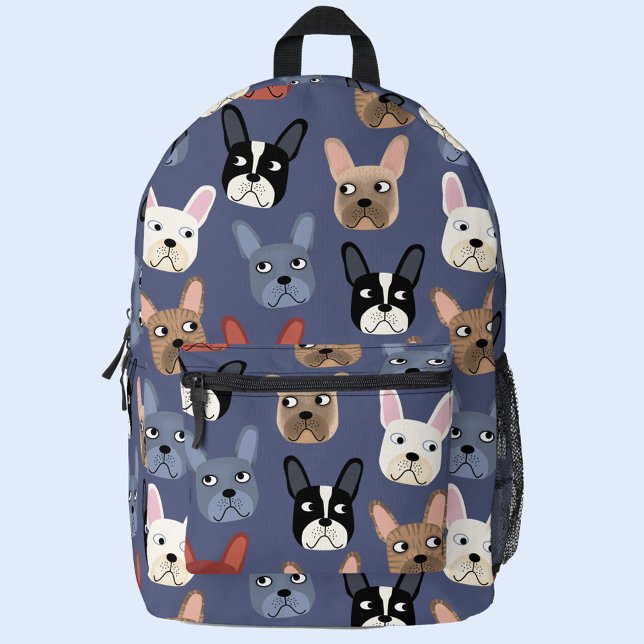 Sac À Dos Imprimé Amusant French Buldog (French Bulldog pattern backpack for animal lovers)
