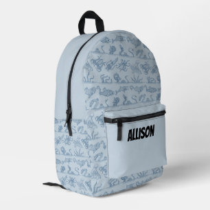Sac À Dos Imprimé Amusants Pastel Personnalisé & Navy Monstre Mer Bl