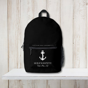 Sac À Dos Imprimé Ancres nautiques en bateau noir