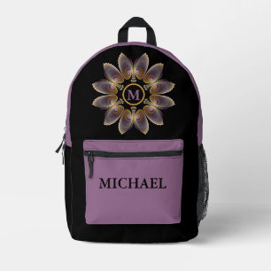 Sac À Dos Imprimé Ange Abstraite ailes Mandala Monogramme fractal