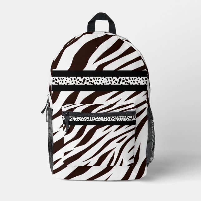 Sac À Dos Imprimé Animal print zebra black and white  (Recto)